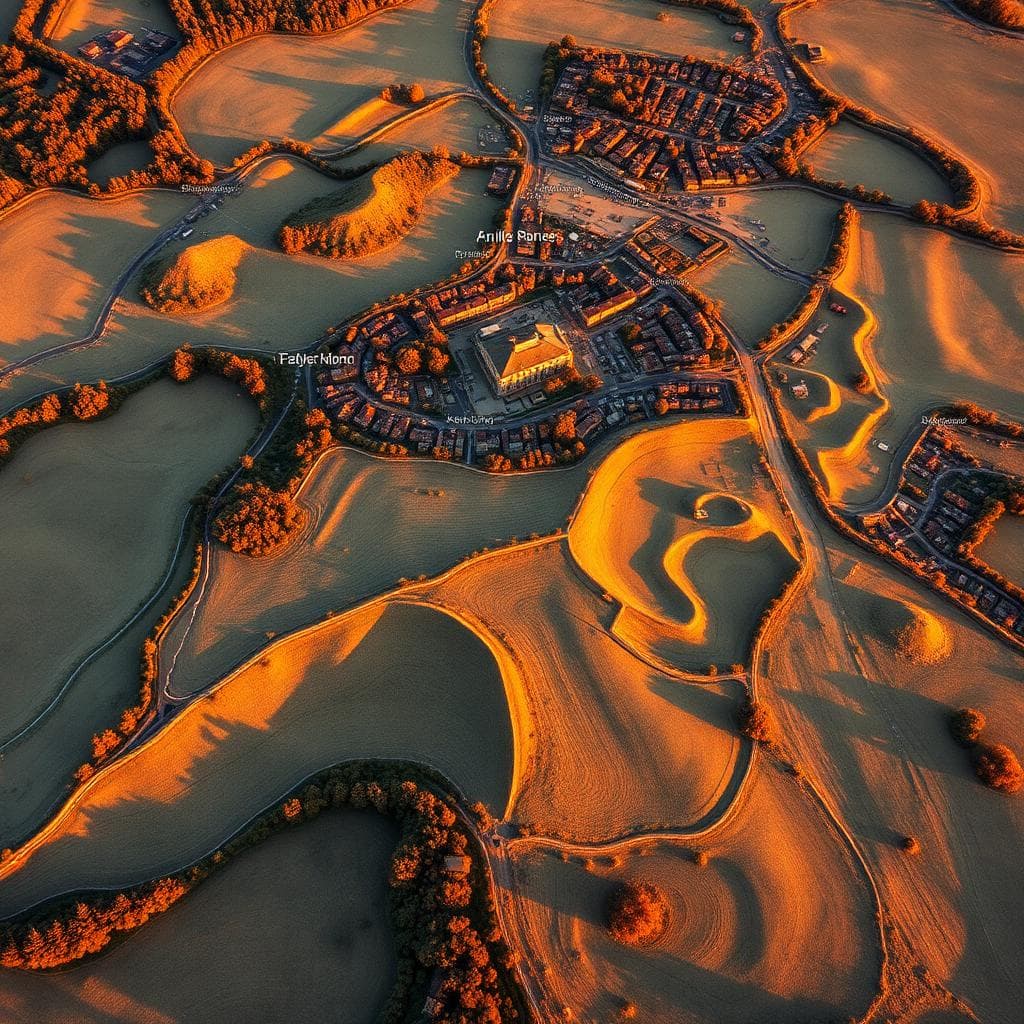 Vue aérienne d'un relevé topographique
